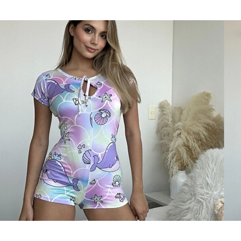 pijama Enteriza Estampada Ballena