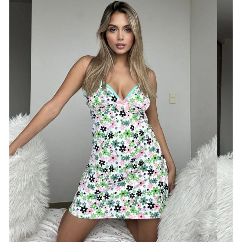 Bata Blanca Estampada Flores