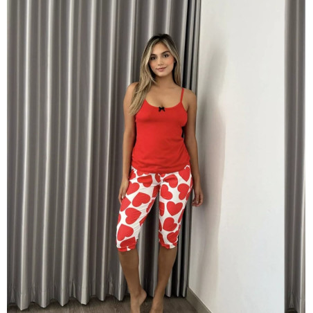 Capri Corazones Blusa de Tiras Roja