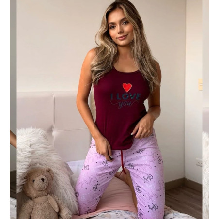 Capri Estampado Blusa tiras Vino Piel Durazno