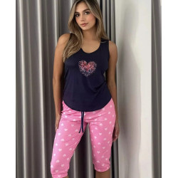 Capri Estampado Blusa Esqueleto Azul Oscuro