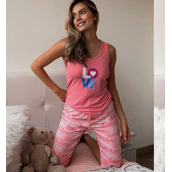 Pijama Capri Estampado Color Guayaba Piel Durazno