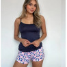 Pijama Shorts Blusa Tiras Azul Oscuro