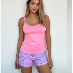 Pijama Shorts Blusa Tiras Rosa