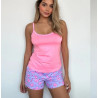 Pijama Shorts Blusa Tiras Rosa