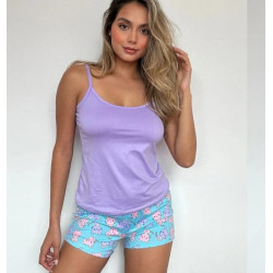 Pijama Shorts Blusa Tiras Lila