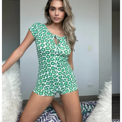 Pijama Enteriza Estampada Color Verde