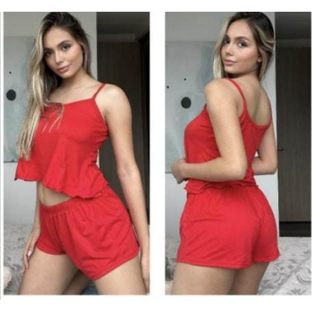 Pijama  Shorts Blusa Tiras Piel Durazno