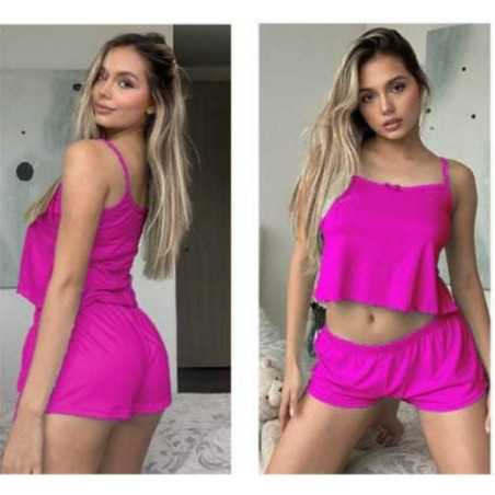 Pijama  Shorts Blusa Tiras Piel Durazno