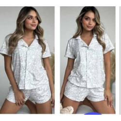 Pijama  Shorts Blusa Manga Botones  Piel Durazno