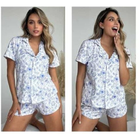 Pijama  Shorts Blusa Manga Botones  Piel Durazno