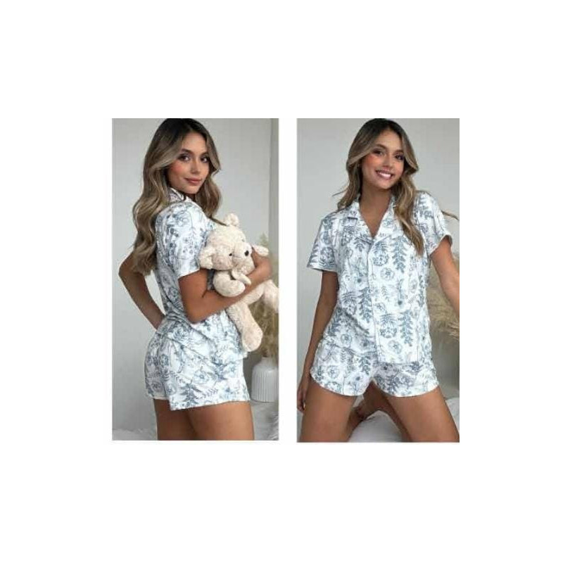 Pijama  Shorts Blusa Manga Botones  Piel Durazno