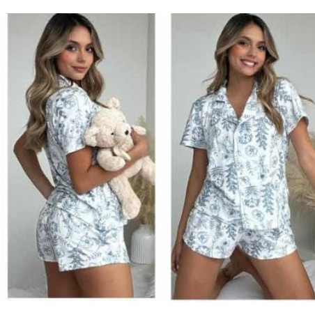Pijama  Shorts Blusa Manga Botones  Piel Durazno